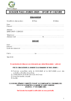 Dossier Pass jeunes 2025 – sport et culture